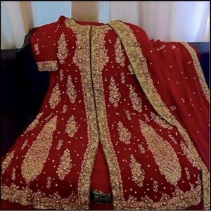 Elegant Red and Gold Women's Lehenga